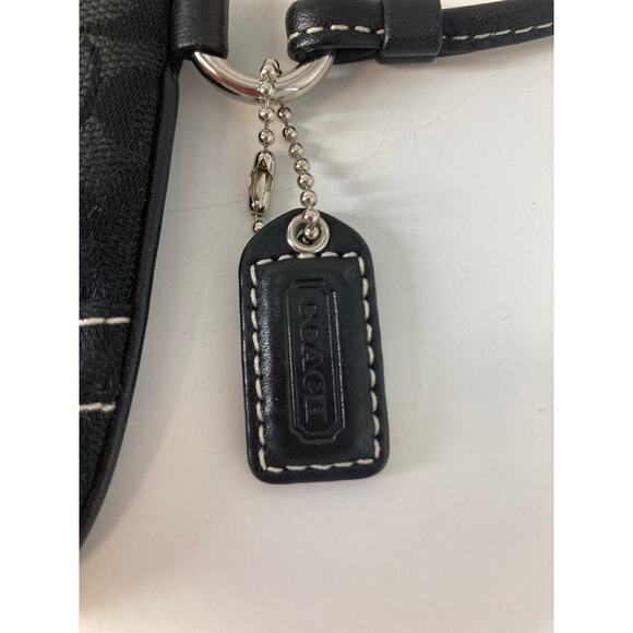 COACH SMALL BLACK CANVAS SIGNATURE PRINT WRISTLET / WALLET - Picture 5 of 7